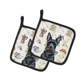 Scottish Terrier Coffee Bar Pair of Pot Holders