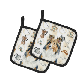 Sable Sheltie Coffee Bar Pair of Pot Holders