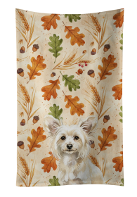 Powderpuff Chinese Crested Heirloom Fall Kitchen Towel