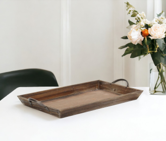 19" Brown Aluminum Indoor Outdoor Tray With Handles