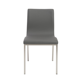 Set of Two Gray And Silver Upholstered Leather Dining Side Chairs