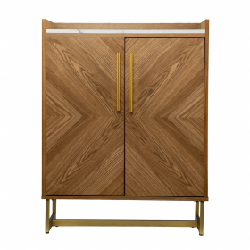 Retro Gold Natural and Faux Marble Wine Cabinet