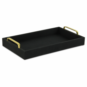 Black Linen and Wooden Tray
