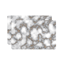 Set of Two Gray and Gold Abstract Cork Rectangular Indoor Outdoor Placemats