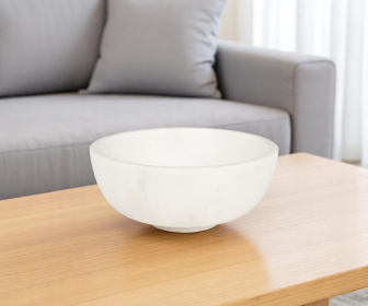 10" White Marble Round Centerpiece Bowl