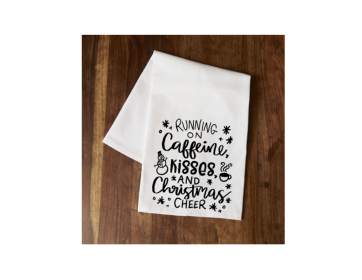 "Running on Caffeine" Tea Towel
