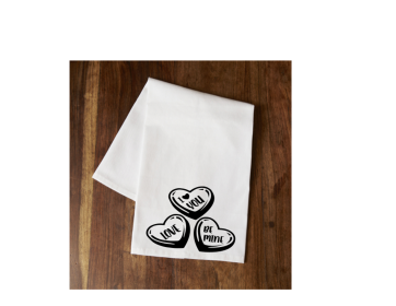 Candy Hearts Tea Towel