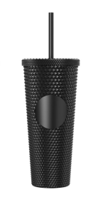 NEXGEN 24oz Double Wall Black Plastic Mug W/ Straw