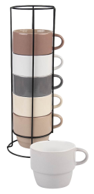 MARCELLE 6 X 10 OZ MUG SET WITH STAND IN COLOR BOX