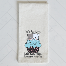 Punctuation Saves Cats Kitchen Towel
