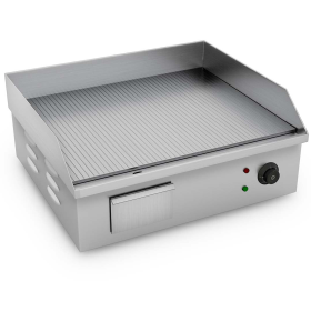 W Stainless Steel Ribbed Griddle Commercial Grill BBQ Hot Plate **