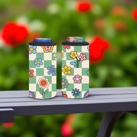Flower Patch Checkers 4-in-1 Can Cooler Cup