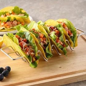1pc Stainless Steel Burrito Pancake Stand; Taco holder Pancake Stand; W-shaped Taco Stand