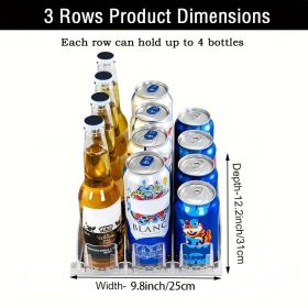1 Set 3/4/5 Rows Soda Can Dispenser, Refrigerator Bottle Can Organizer, Holds Up To 12 Cans