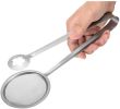 Mesh Strainer Tongs 2 in 1 Stainless Steel Oil Frying Filter Spoon Fry Tool Oil Skimmer with Clip