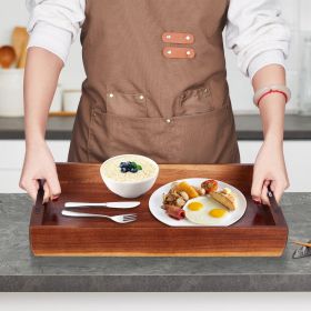 Serving Tray 17x12.2 Inch Acacia Food Serving Table with Handles