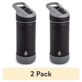 (2 pack) Stainless Steel Ranger Straw Kids Water Bottle 18oz, Black