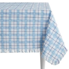 Daisy Woven Fabric Tablecloth, Blue, 60" W x 102" L