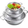 Colander Set of 3, Stainless Steel Micro-Perforated Colanders Strainers for Draining Rinsing for Pasta Vegetables Fruits