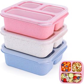 Bento Box [Portion Size], 3 Pack Snack Containers with 3 Compartments for Meal Prep & On-the-Go [School, Travel]