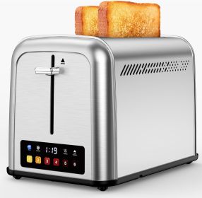 Touch Screen Toaster 2 Slice Retro Stainless Steel,Best Prime 2 Slice Toaster Wide Solt with 6 Shade Settings, Perfect for Waffles