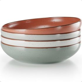 Pasta Bowls Set of 4 -Large 30 oz Bowls -Stylish Ceramic Plates - Safe for Oven