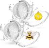 Stainless Steel Tea Infusers, Set of 2 Tea Strainer Tea Ball with Honeybee & Flower Charms for Loose Leaf Tea