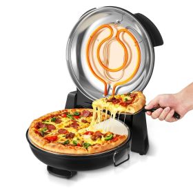 Pizza Oven, 12 in Electric Pizza Maker, 1200W Electric Pizzas Cooker with Cordierite Stone, 5-Mode Temperature Control