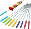 Grill Skewers with Silicone Handle, 16" Long Kebab Skewers, 10 Pack
