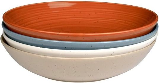 Painter's Palette Stoneware Pasta Bowls (Set of 4) – Pasta & Serving Bowls, Earthy Reactive Glaze, Multi Assorted Colors