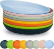 9 Inch Plastic Deep Dinner Plates Set of 8 Colors, Reusable and Sturdy Unbreakable Dishes Set for Pasta Bowls,Ramen,Drop Resistant