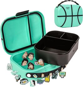 Lunch Box with Rare Charms |  Snap Tight Lid | Removable Inner Tray and Adjustable Divider | NOGGZ for Custom Carry Strap | 3 Compartmen