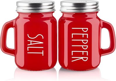 Red Salt and Pepper Shakers Set, ZOSUJO 4 oz Cute Modern Glass Christmas Red Shaker Sets with Stainless Steel Lids