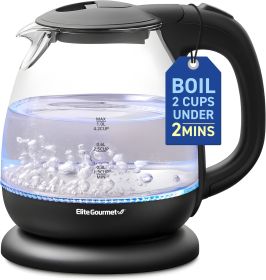 EKT1001 Electric 1.0L BPA-Free 1100W Glass Kettle Cordless 360° Base, Stylish Blue LED Interior
