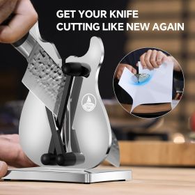 Professional Knife Sharpener, Stainless Steel Sharpening Tool for Kitchen Knives with Self-Adjusting Angle