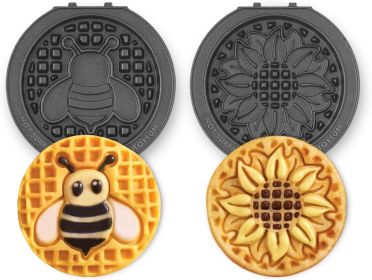 Mini System Two 4' Nonstick Removable Waffle Plates Set (Sunflower & Bee) - 2Pc Plate Pack