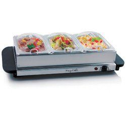 Buffet Server & Food Warmer With 3 Removable Sectional Trays , Heated Warming Tray and Removable Tray Frame