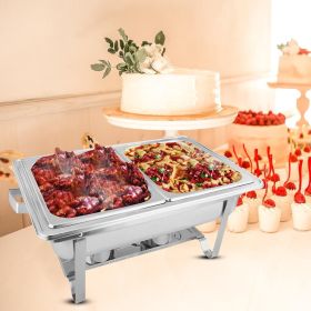 4.5L Stainless Steel Dual Tray Chafing Dish – Buffet Food Warmer with Durable Metal Construction, Ideal for Catering, Parties, Restaurants