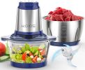 500W Powerful Electric Food Processor with 8 Cup Stainless Steel & Glass Bowls