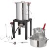 Turkey Deep Fryer, 30-qt Turkey & 10-qt Fish Steamer Cooker Set, Outdoor Aluminum Seafood Frying Pot, 54,000 BTU Burner Propane Gas Boiler