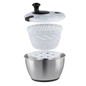 Stainless Steel Salad Spinner, 4.75Qt, One-handed Easy Press Large Vegetable Dryer Washer