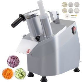 110V Commercial Food Processor 2 Feeding Holes, 550W Electric Vegetable Slicer 1600 RPM, Stainless Steel Vegetable Processor Detachable 6-blades