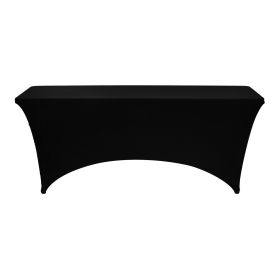 VEVOR 6 Pack Table Cloth for 6FT Rectangular Fitted Events, Wrinkle-Resistant Stretch Black Table Covers, Washable Spandex Tablecloth Protector