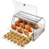 VEVOR 2-Tier Commercial Food Warmer Display, 450W Food Display Warmer with Light, Detachable Shelves and Double-Sided Door Design
