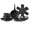 17 Piece Pots and Pans Set Granite Nonstick Kitchen Cookware, Induction, Black