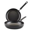 2 Pcs Nonstick Extra Deep Frying Pans / Skillet Set, Dishwasher Safe, Oven Safe, 10.5 Inch and 12 Inch, Black