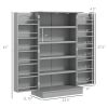 41" Kitchen Pantry Storage Modern 2-Door Cabinet with 5-Tier Shelving 12 Spice Racks Adjustable Shelves Gray