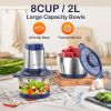 500W Powerful Electric Food Processor with 8 Cup Stainless Steel & Glass Bowls