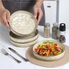 8.25'' Large Bowl Sets of 4, Stoneware Round Shallow Dinner Plates for Meal, Ceramic Salad Serving Plate for Cereal, Soup