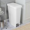 11gal Slim Step Trash Can - White Pedal-Operated Lid, Textured Indoor Kitchen Trashcan, 11 Gallon Capacity